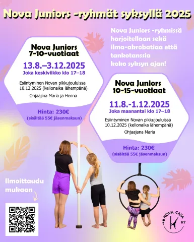 Nova Juniors -ryhmät syksyllä 2025