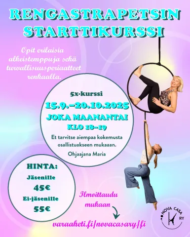 Rengastrapetsin starttikurssi 15.9-20.10